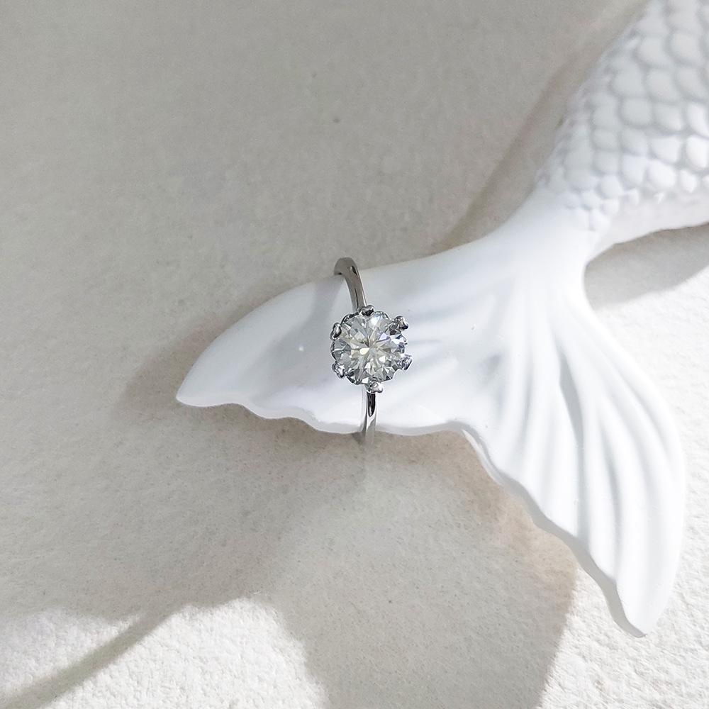 Classic Six-Prong Snowflake Moissanite Ring, 1 Carat Simulated Diamond, 925 Sterling Silver
