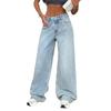 Retro High Waist Commuter Light Color INS Straight Leg Slimming Versatile Wide Leg Floor Length Pants Jeans