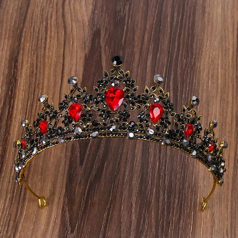 Black Queen Crown Black Rhinestone Bridal Tiara Birthday Dress Tiara Hair Accessories