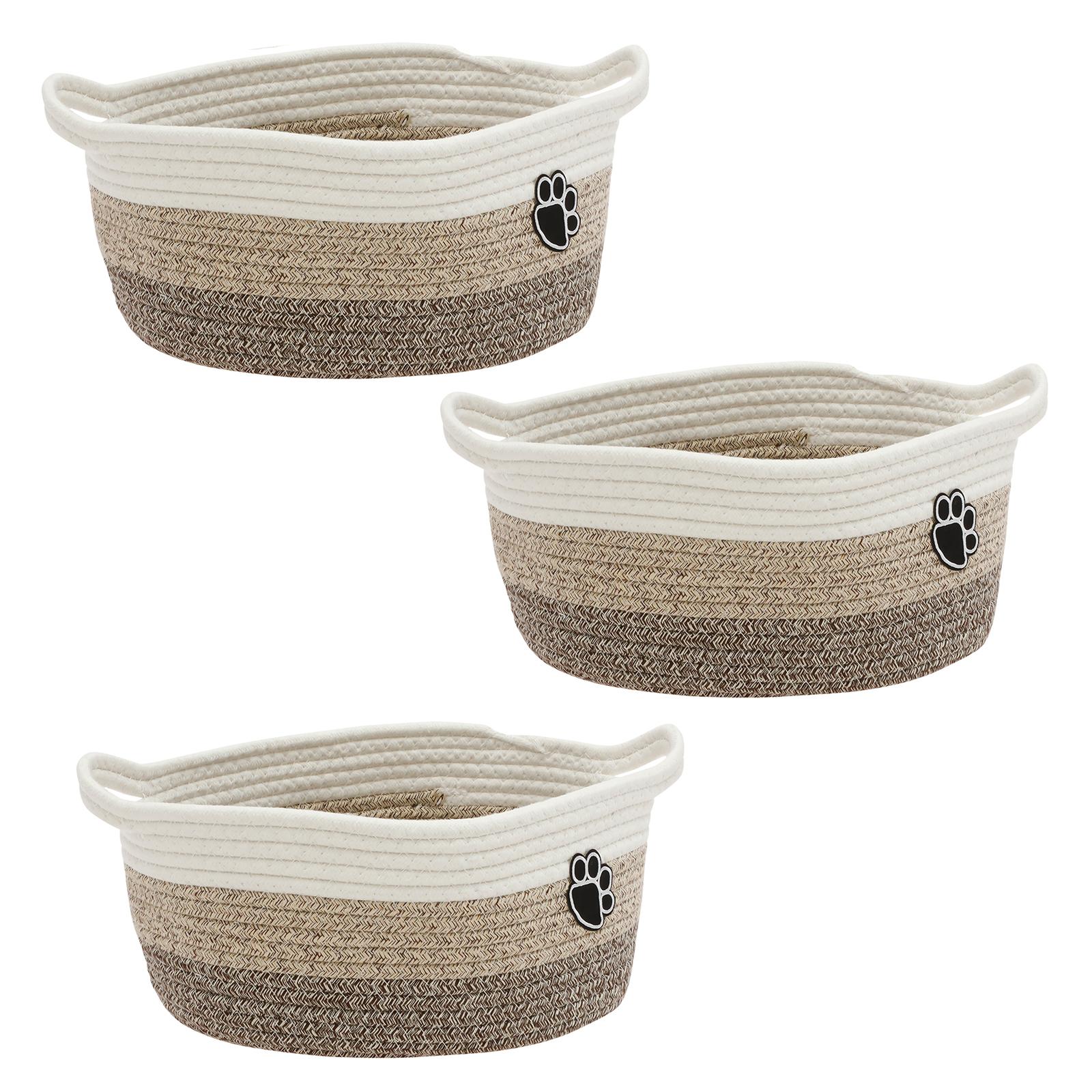

3Pcs Cotton Rope Woven Storage Baskets Desktop Sundries Organize Boxs Household Kitchen Table Fruit Bread Cosmetics Container