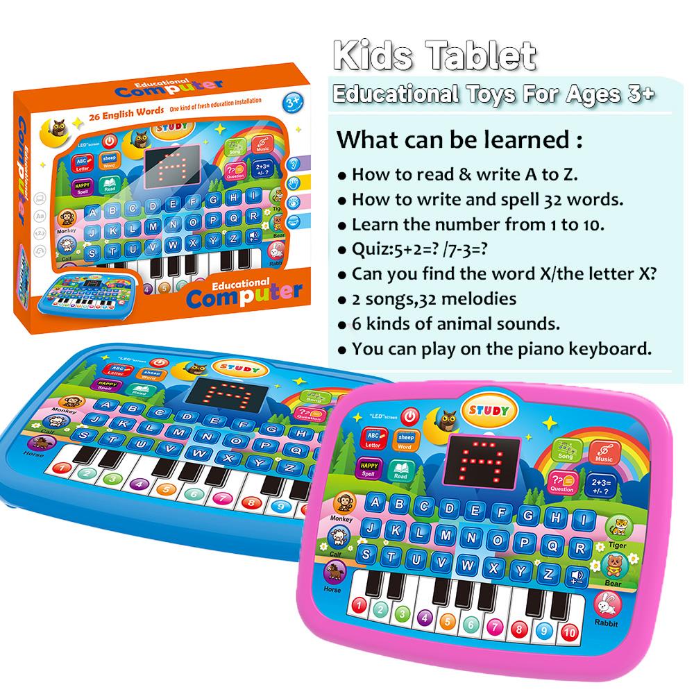 Kids’ Education Tablet Toy Age 3+ Literacy Math Music Learning Doubles as Electronic Keyboard Birthday Christmas Gift