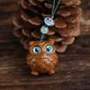 Vintage Owl Hanging Decoration Green Sandalwood Mobile Keychain Pendant Statue Courtyard Balcony Wind Chime Home Deco