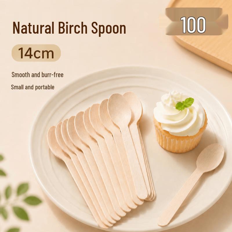 Jian Ai Life Biodegradable Wooden Spoons (100-Pack)