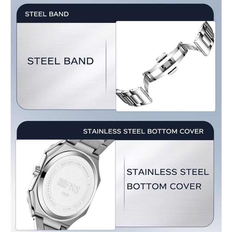 OFNS Fashion Men's Quartz Watch Elegant Clock Calendar Luminous Wristwatch Business Casual Watches