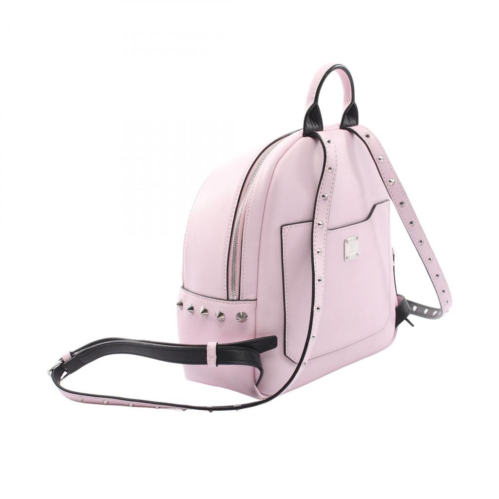 Used MCM Studs Rucksack Backpack leather Pink Used Women