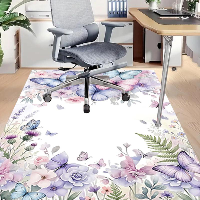 1PC Butterflies Flowers Non-Slip Floor carpet, Office, family, bedroom, Studio - Large Area Rug, Vibrant Colors, Longlasting Material-X443