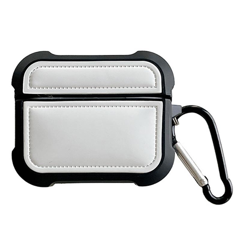 

For Apple AirPods 3 Down Jacket Design TPU Protective Cover Earphone Anti-drop Case with Anti-lost Buckle White