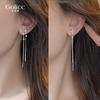 Design Sense Personality Long Star Tassel Cross Earrings Women's 111 Silver Needle Temperament Show Face Skinny Earrings Earrings