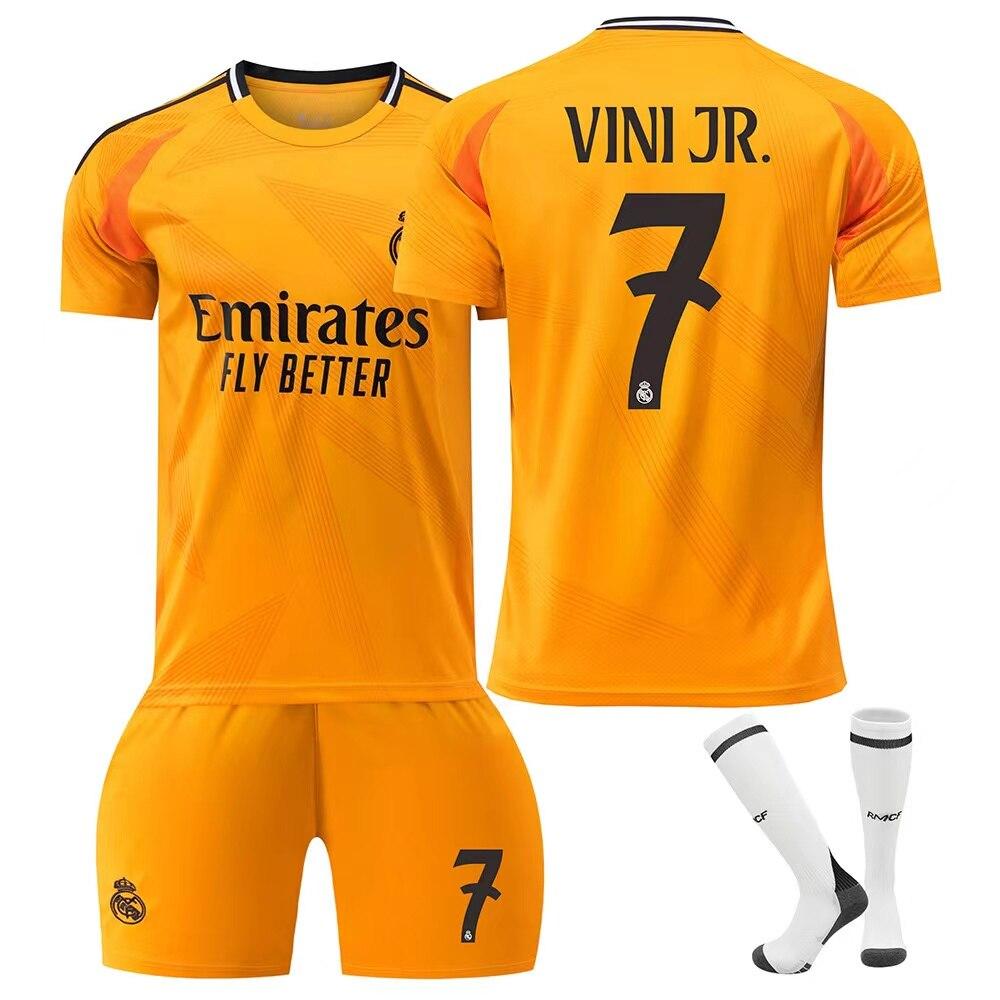 2024/2025 Real Madrid Vinicius Çocuk Futbol Forması - Nefes Alabilen Hızlı Kuruyan Polyester Turuncu
