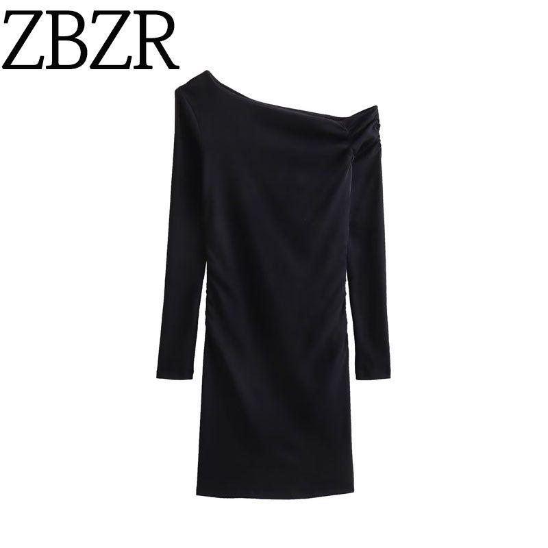 Counter Same Zbzr Autumn New Women Clothes Fashion Personality Temperament Asymmetric Short Dress 5644855