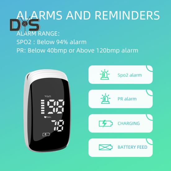 Blood Oxygen Meter with Large LED Display High Accurate Readings Rechargeable Fingertip Blood Oxygen Saturation Monitor with Lanyard