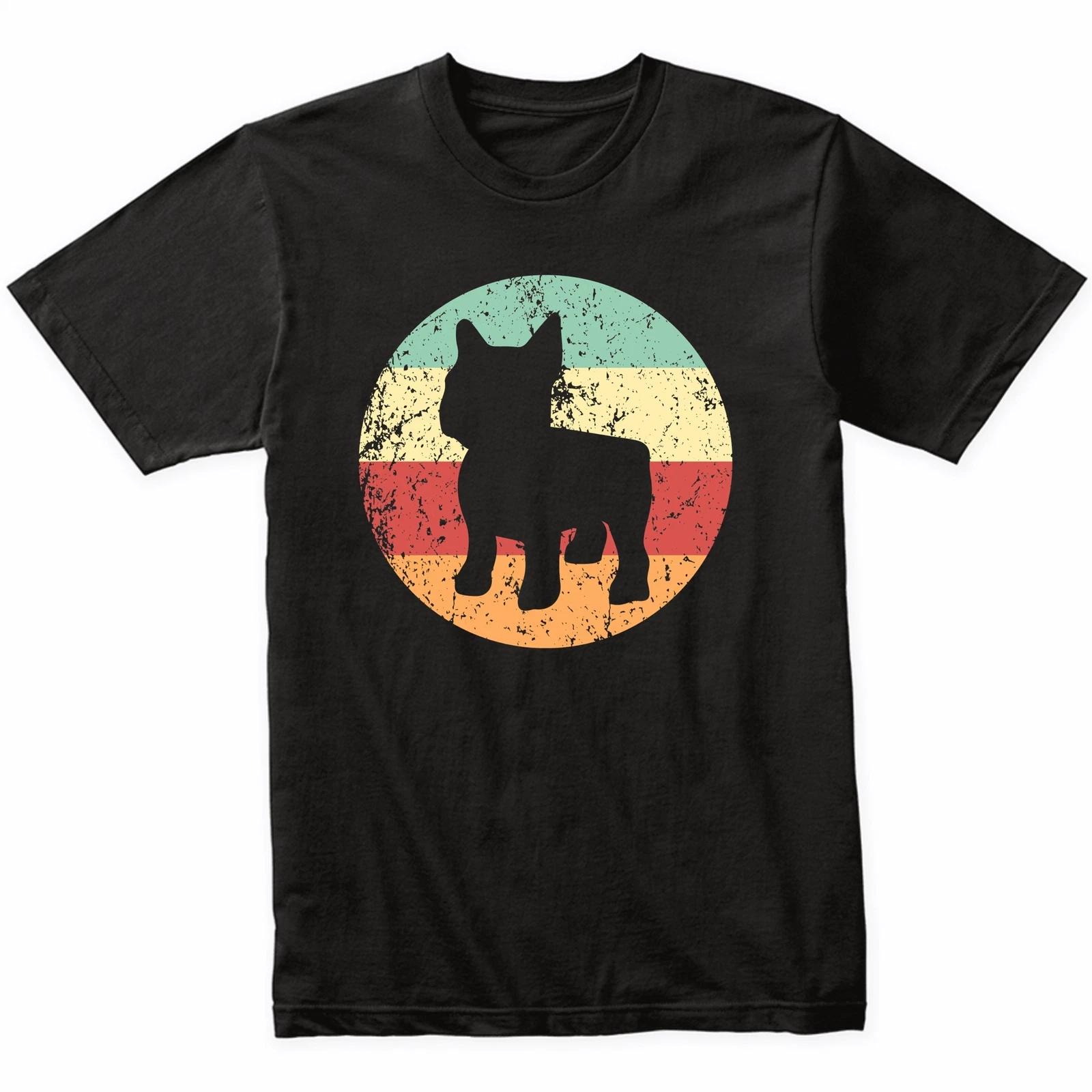 Retro French Bulldog Dog Breed Icon T-Shirt - Retro Colors 4XL