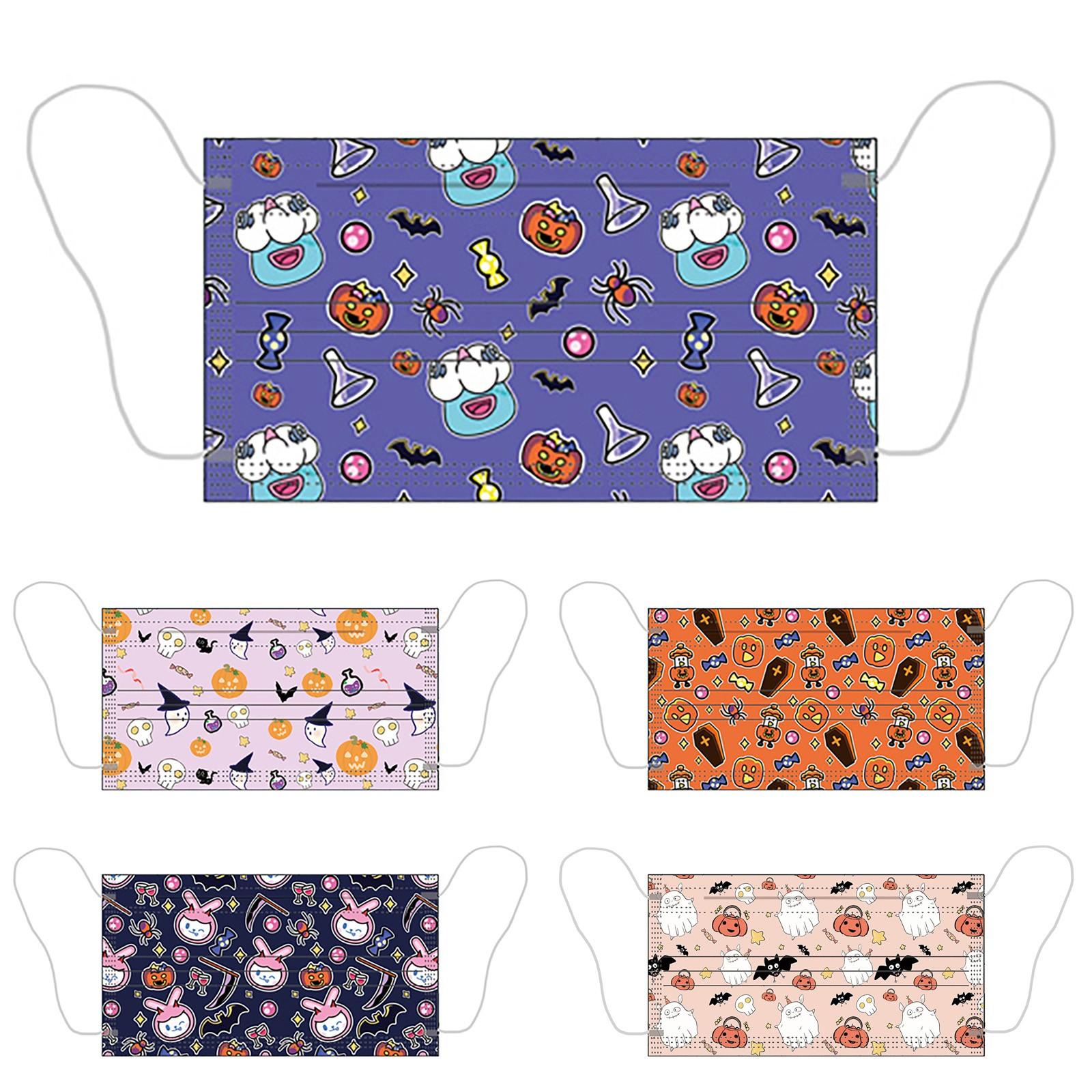 Halloween 50PC Disposable Meltblown Layer Protective Mask Adult Child Printed