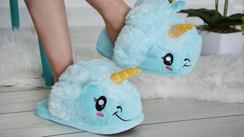 Blue Unicorn Slippers, Universal, Women's, Men's Plush ONESIES