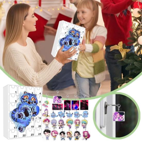 Demon Hunters Advent Calendar 2025 24 Days Christmas Countdown Calendar with 24 Keychain Gifts for Kids Adult Teens