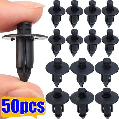50pcs Car 8mm/6mm Hole Plastic Rivets Fastener Push Clip Black Auto Vehicle Door Trim Panel Retainer Fastener Clip Car Accessory