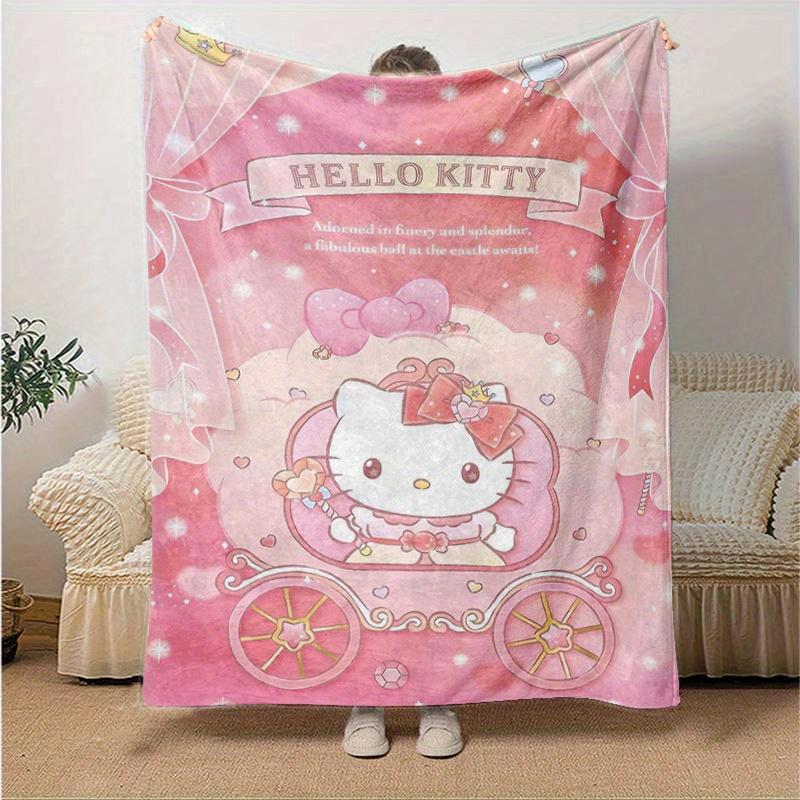 

1pc, Sanrio Hello Kitty Home Decor: Cozy Flannel Blanket for Bedroom, Living Room, Travel, Camping, Car, Beach, Office Naps, Perfect Gift & Outdoor Th 130x150cm