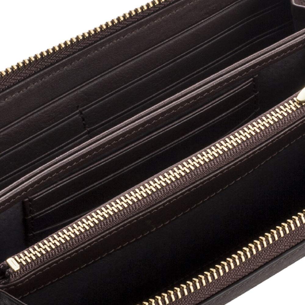 Bralio Minerva Long Bill Holder with Round Zipper, Chocolate, 111-20