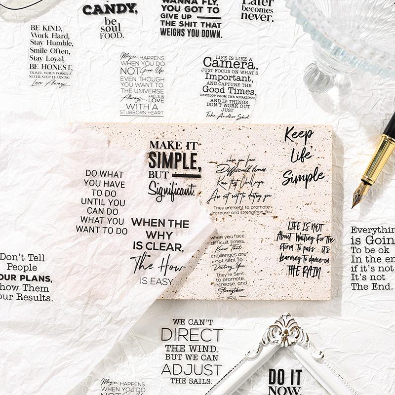 Black Poet Retro Instagram-Style PET Stickers: Waterproof Journaling & Collage Decor