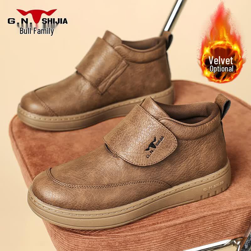 Bull Family Men s British Retro High-Top Casual Comfort Shoes 43