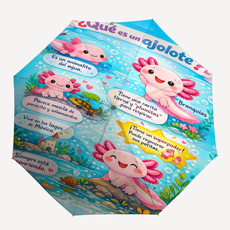 

1PC Axolotl Water Umbrella-8-Rib Reinforced Portable Folding Travel Suitable for All Seasons Outdoor Daily -Z0475