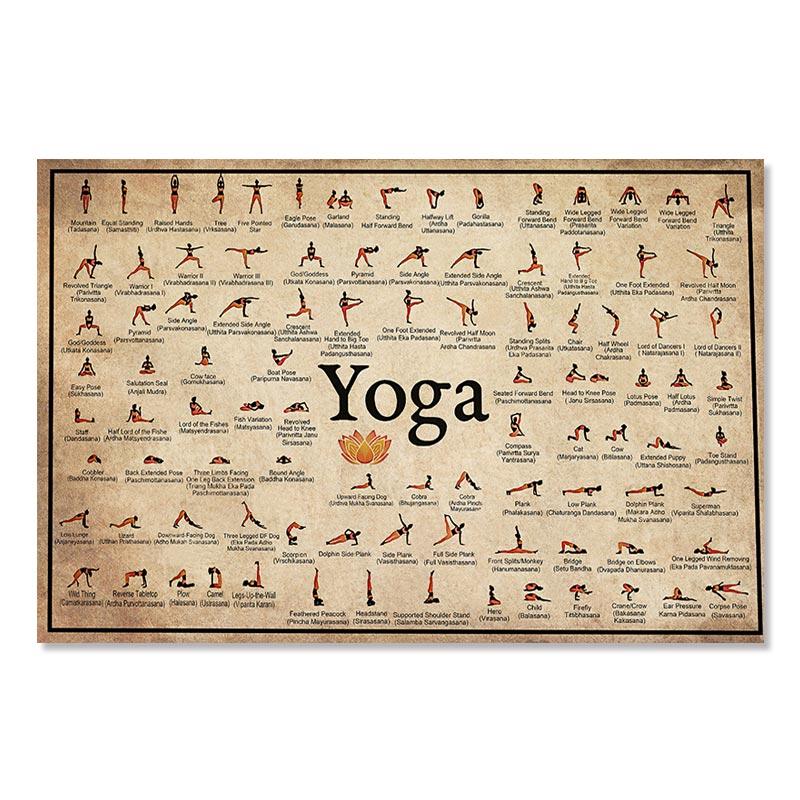 Vintage Yoga Chakra Awakening Postere și imprimeuri Iubitor de yoga Mișcarea mâinii Relaxați-vă pictura pe pânză Modern Wall Home Decor Pictures