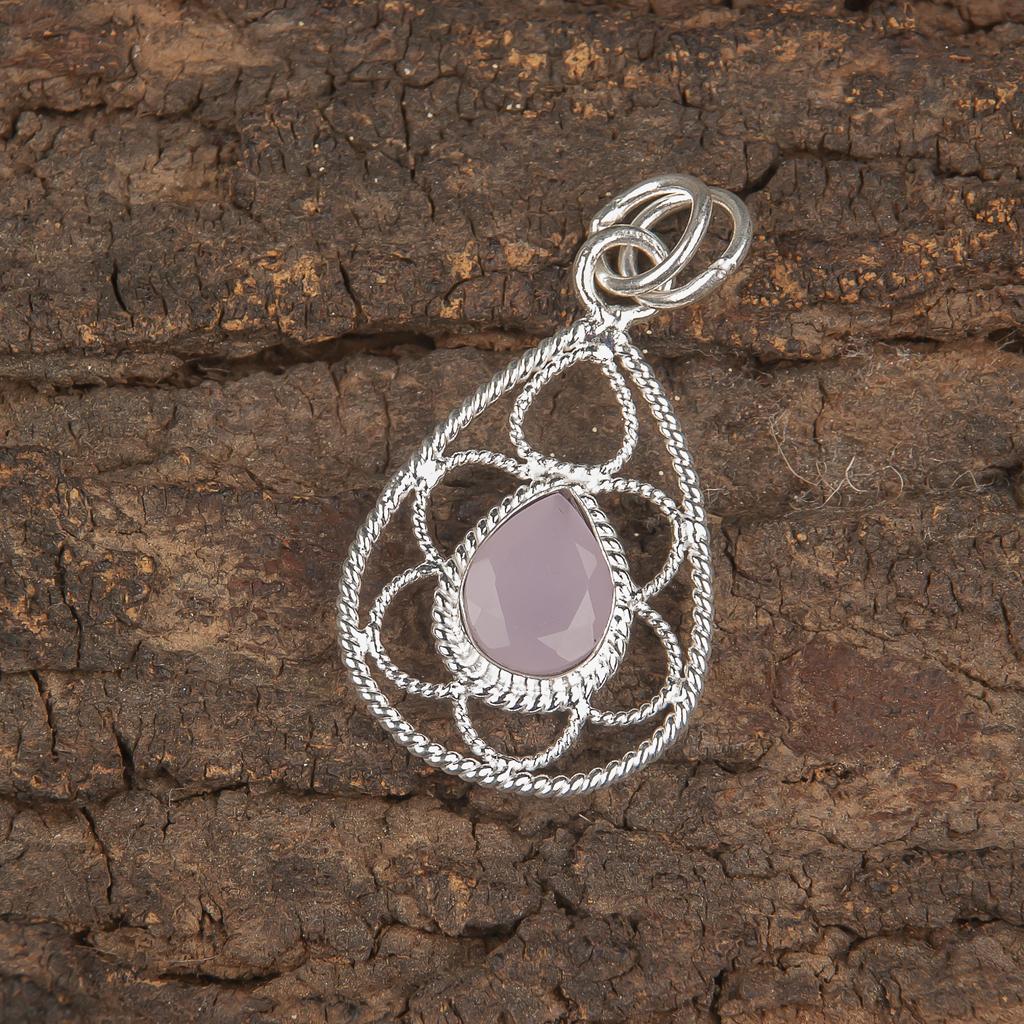 Rose Chalcedony Handmade Gemstone Pendant, 925 Solid Sterling Silver Pendant Antique Jewelry, Pendant For Engagement Gift
