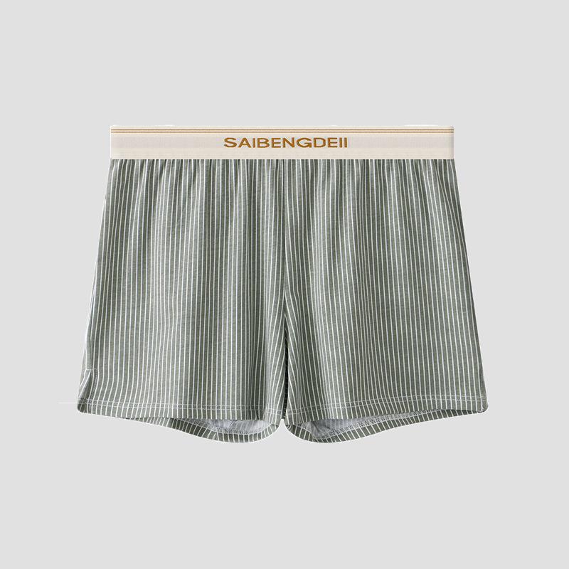 "Men's Loose-Fit Striped Cotton Boxer Shorts - Breathable, Large Size"