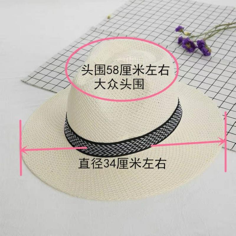 Summer Season Big Brim Straw Hat Sunshade Sun Protection Top Hat Jazz Hat Beach Travel Men's Middle-aged Net Hat