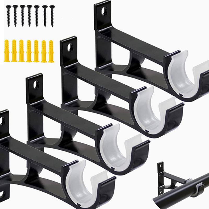 4Pcs Aluminum Alloy Double Curtain Rod Bracket Holder Set Hanging Curtain Bracket Window Track Holder For Bedroom And Home Use