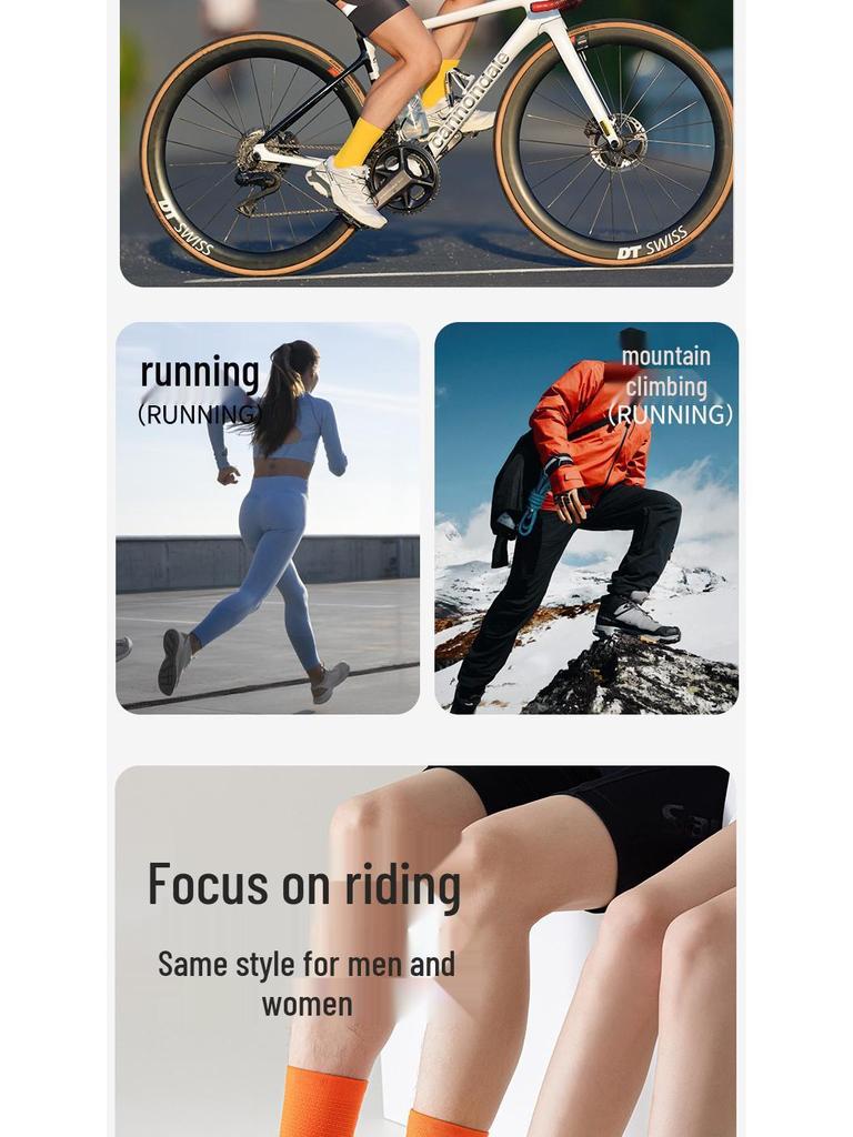 Men's and Women's Anti-Odor Reflective Cycling and Running Mid-Calf Socks