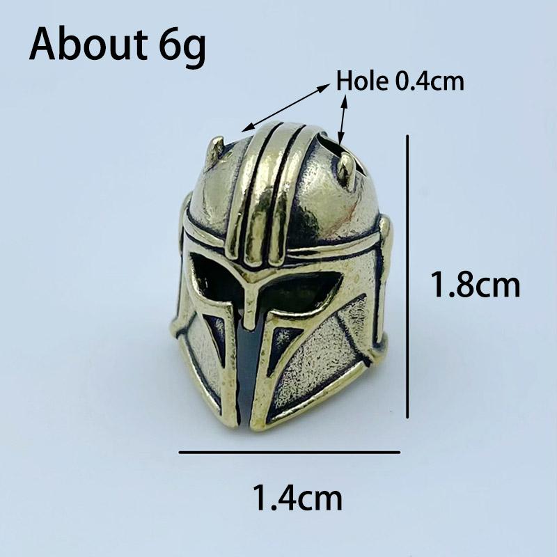 Brass Mandalorian Helmet Bounty Hunter Battle Armor Warrior Knife Beads Lanyard Keychain Pendants Diy Edc Paracord Accessories