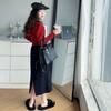 Mädchen Pullover mit Puffärmeln & Rock Set - 2025 Trendige Herbst/Winter Mode für Große Kinder
