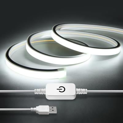 High Lumen 320LEDs/M COB Neon Strip Light Pure Silicone Tube Waterproof With USB 5V Dimmable Touch Sensor Switch Home Lighting
