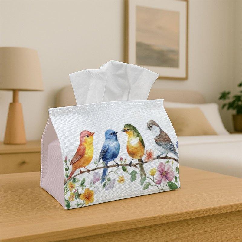 1pc Watercolor Artistic Wildlife Tissue Holder- Featuring Bird And Floral Botanical Designs, Made with Durable Fabric for Use in Kitchen, Living Room,