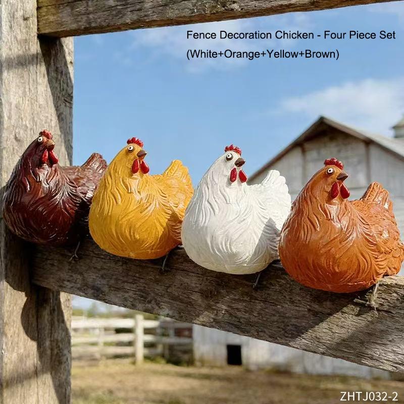 Funny Cute Chicken Fence Decoration Statue Resin Garden Chicken Hen Sculpture Craft Courtyard Home Decoration Ornament Gift