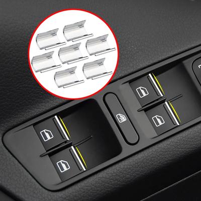 7Pcs Car Window Lift Button Sequin Sticker for Volkswagen VW Tiguan Passat for Skoda Karoq Chrome Accessories