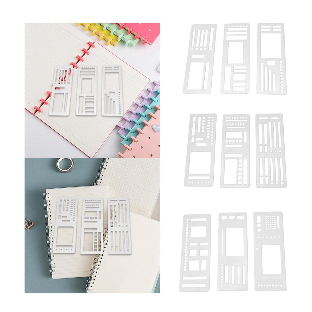 3 Pieces Journal Stencils Planner Stamps Notebook Lines Handmade Lightweight