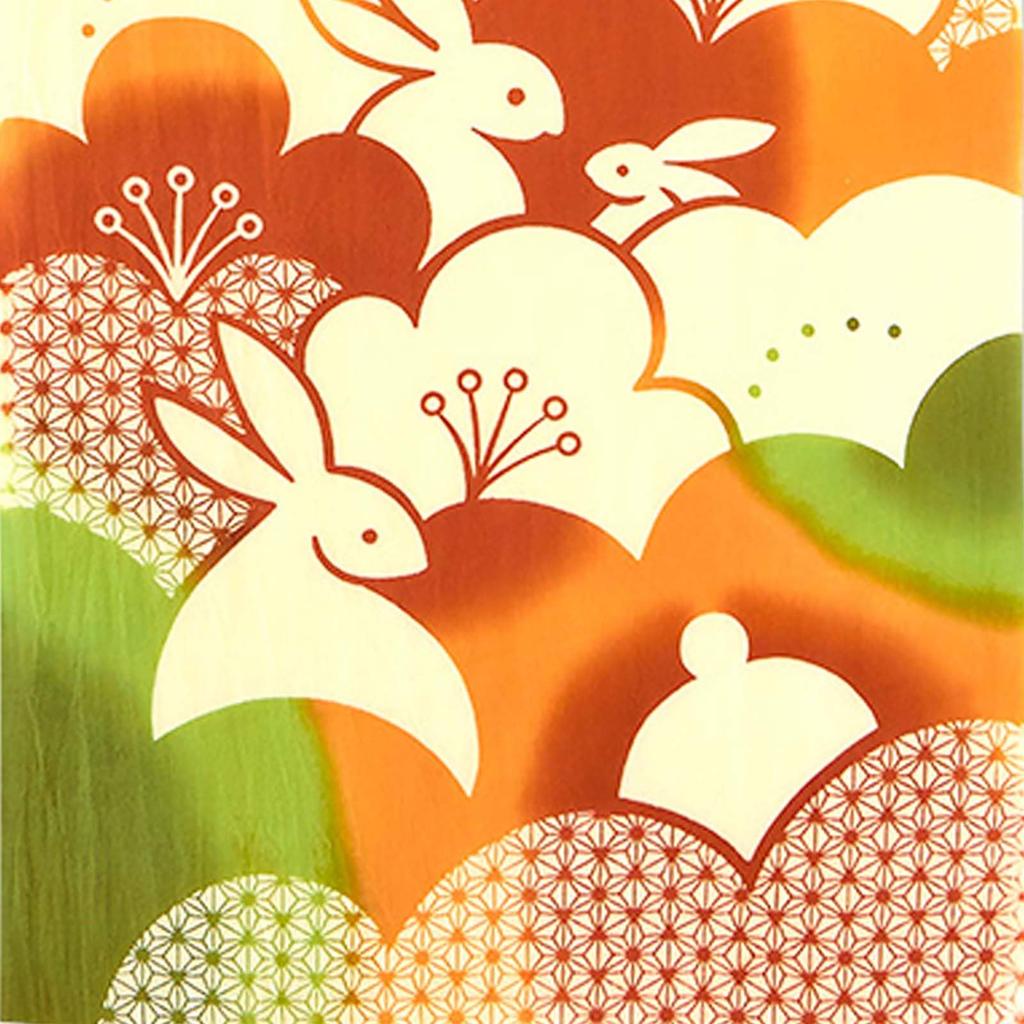 Tenugui Hand Made In Perfect Souvenir for Peaceful and Happiness Longevity Moon Rabbit Dancing Autumn Mellow Full Moon Auspicious Ships by Mail and