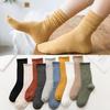 Female Autumn and Winter New Products Retro All Match Pure Color Cotton Tube Stack Socks