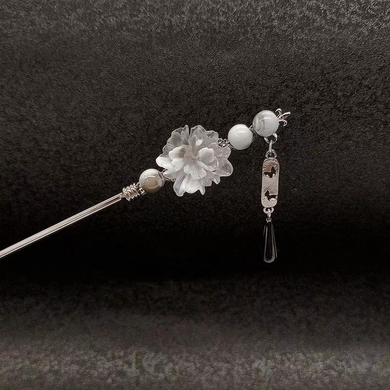 Classic Chinese Tassel Hair Accessory Retro Metal Flower Hanfu Hair Needle for Women's Daily Holiday Wear Girl's Jewelry Hairpin