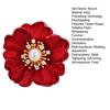 Spilla Festa della Mamma Design Fiore Rosso Spilla con Perle Finte Strass Intarsiati