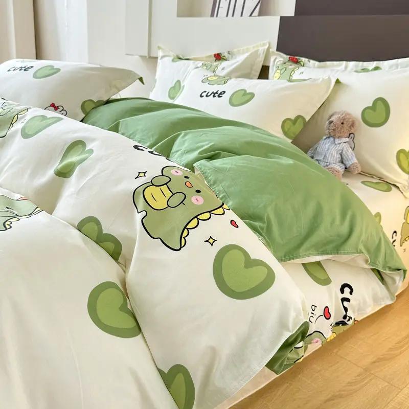 Girls Boys New Bed Linen Lucky Dog Bedding Set Cute Cartoon No Filler Twin Full Size Duvet Cover Flat Sheet Pillowcase Fashion