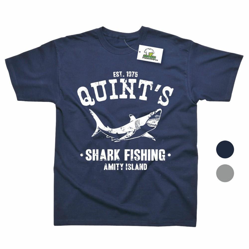Quints Shark Fishing Inspired By Jaws Movie Printed TShirt 2 Colours M