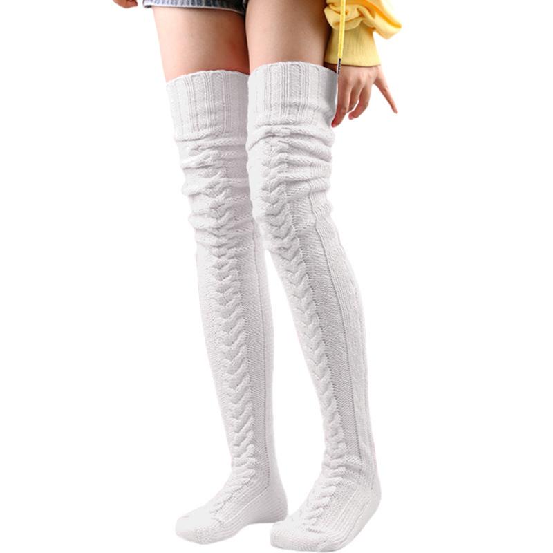 

Женские гетры вязаные до бедра однотонные чулки выше колена носки