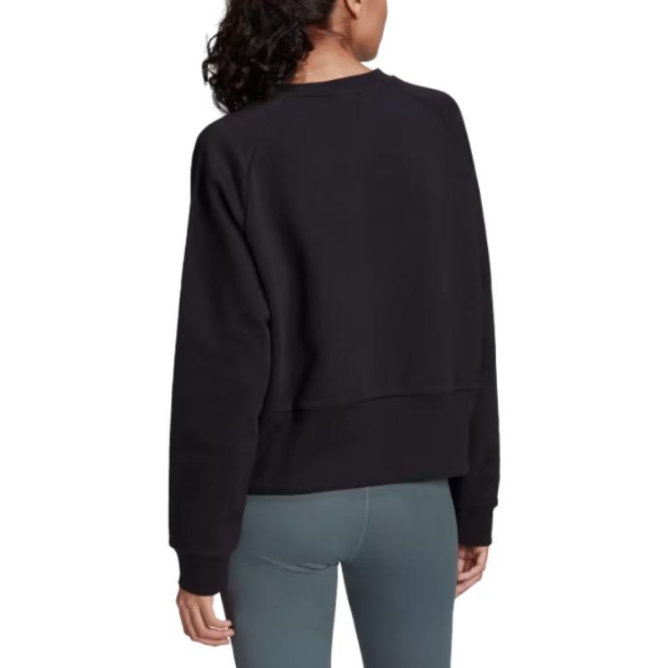 Adidas Micro Logo Ribbed Crew Neck Pullover Long Sleeve Sweatshirt Women Sweatshirt Black HA6622