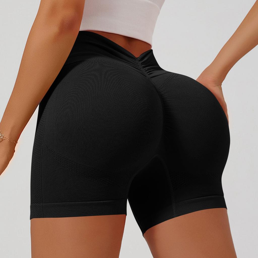 Women's Fashionable Seamless Sports Yoga Shorts, Hip Lifting Sports Pants, Abdominal Compression Fitness Pants, Three Piece Pants