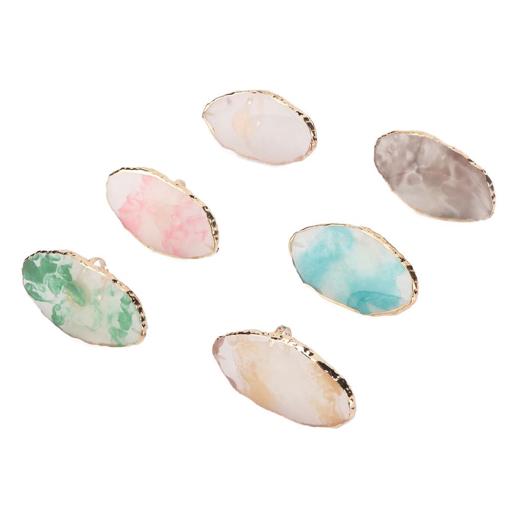 6pcs Nail Art Palette Tray Wearable Soft Resin Nail Polish Color Mixing Rings Manicure Tool