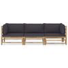 3 Piece Garden Lounge Set with Dark Grey Cushions Bamboo
