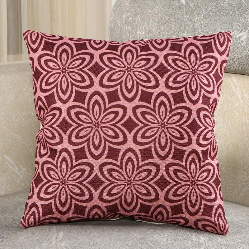 45x45cm Vintage Retro Flower Geometry Printed Home Sofa Chair Cushion Cover Cotton Linen Decorative Pillow Case